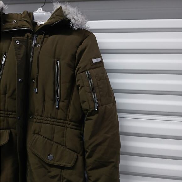 BCBGMAXAZRIA Women’s Faux Fur Hooded Parka Coat Winter Jacket Insulated Sz Small - Picture 3 of 14